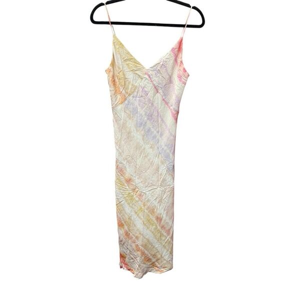 AllSaints Melody Marea Sunset Tie-Dye Silk Slip Dress Watercolor Midi sz 8 US - Picture 5 of 15